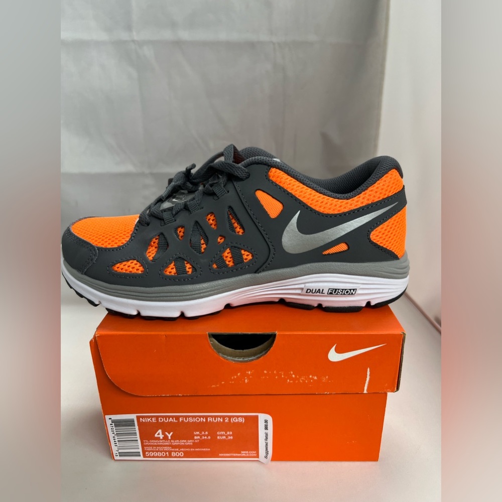 Nike Dual Fusion Run 2(GS) (Orange/Grey)(Multiple Sizes Available)